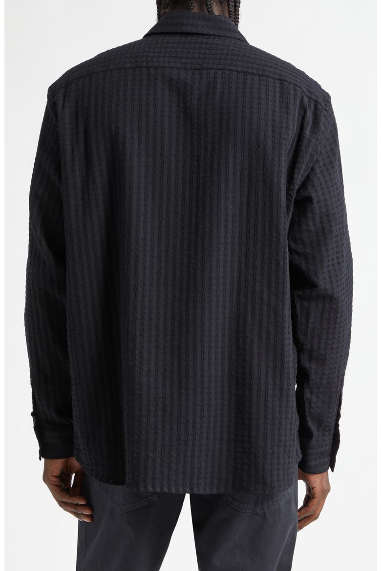 Relaxed Cotton Blend Button-Up Shirt, Alternate, color, BLACK