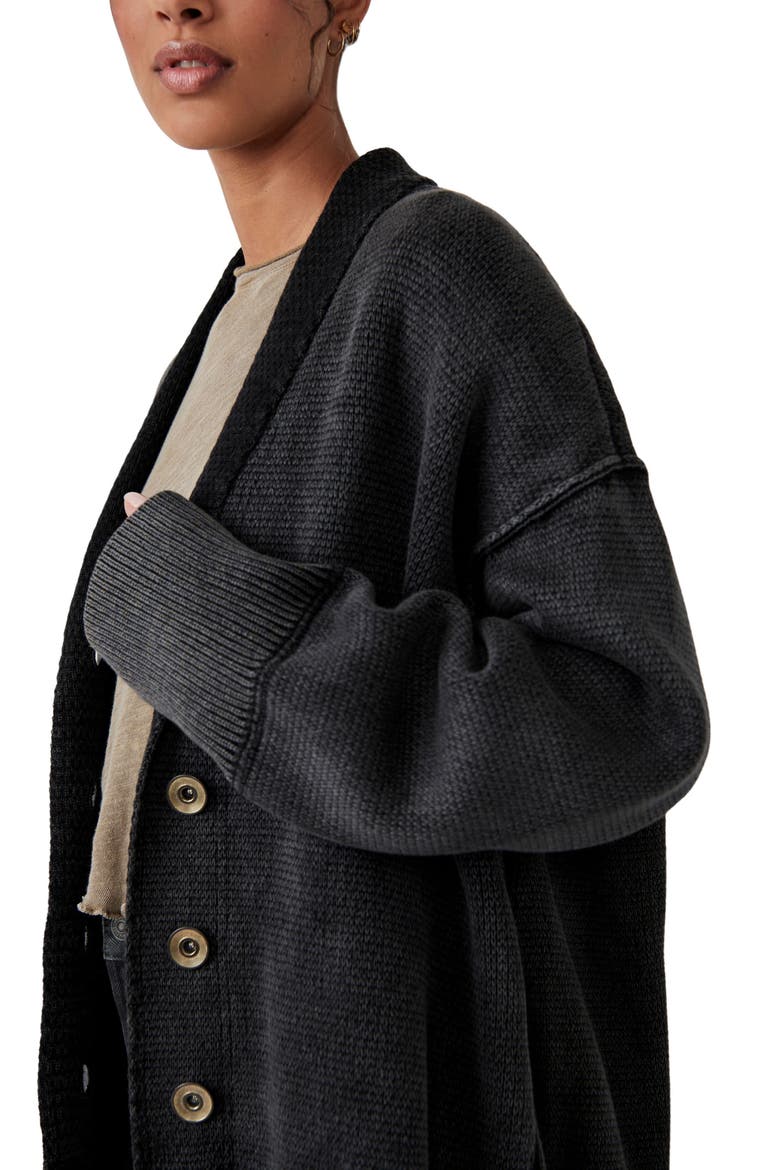 Chamomile Oversize Cardigan, Alternate, color, WASHED BLACK