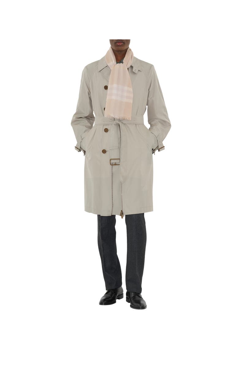 Burberry Wide Check Wool Scarf, Alternate, color, Smoke