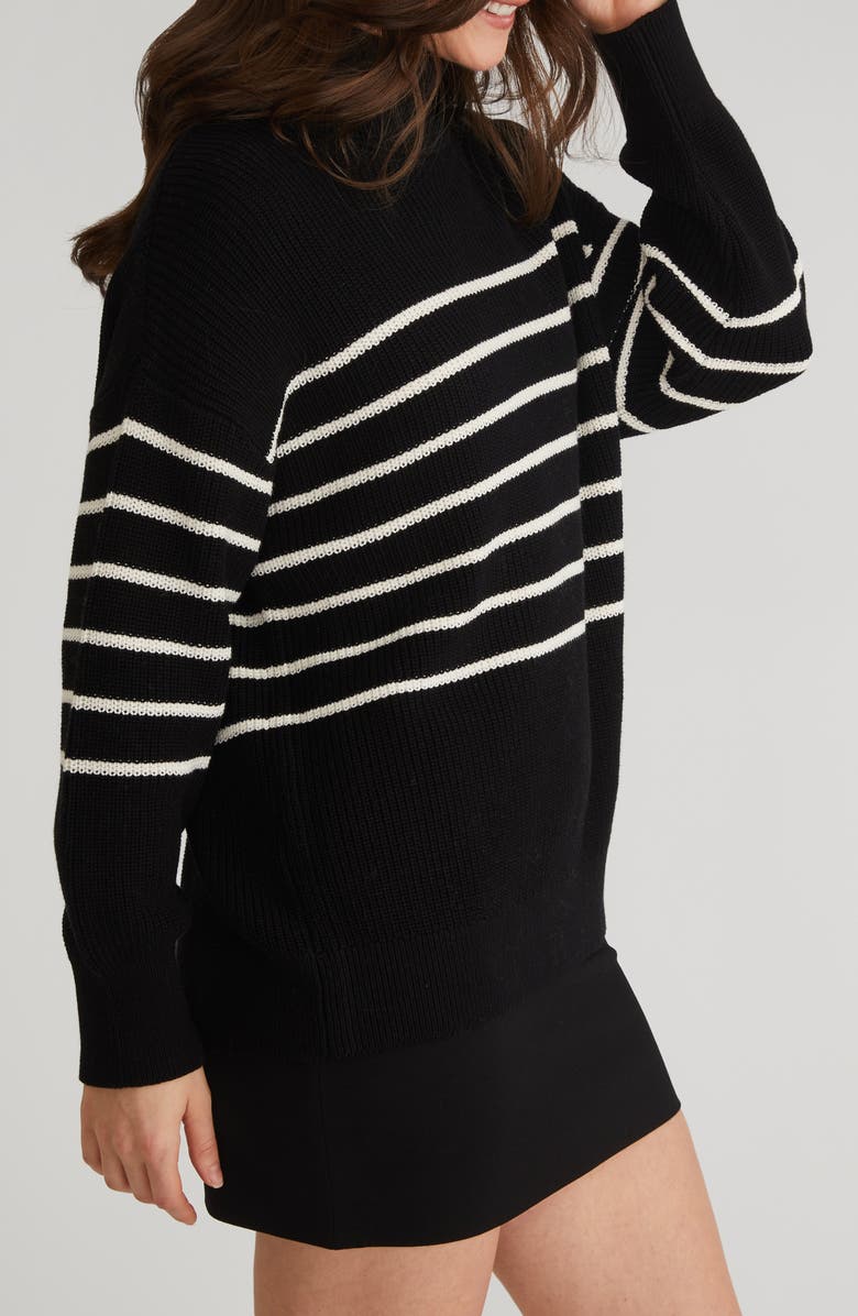 525 Elise Stripe Oversize Cotton Turtleneck Sweater, Alternate, color, 