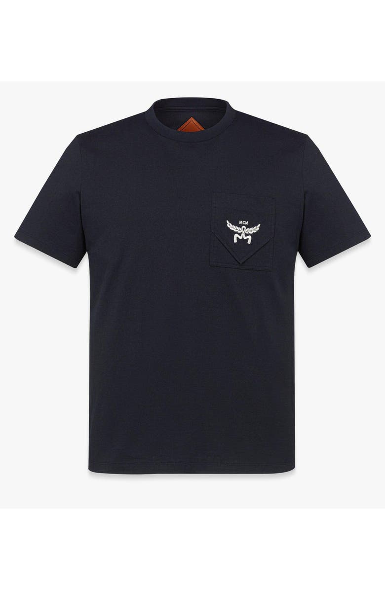 MCM Essential Logo Pocket T-Shirt in Organic Cotton, Main, color, Blue