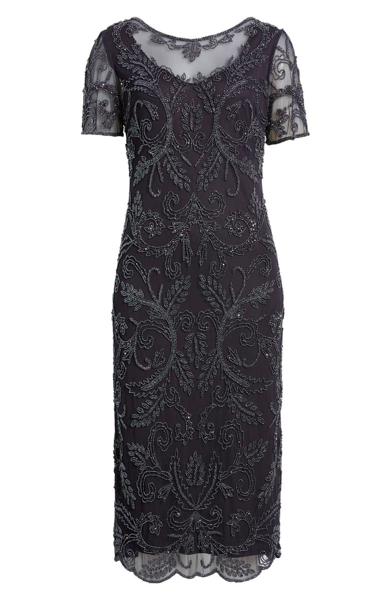 Pisarro Nights Embellished Illusion Neck Cocktail Dress, Alternate, color, Eggplant 503