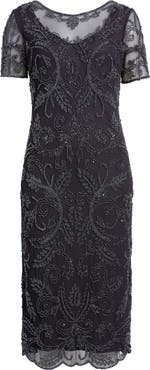 Pisarro Nights Embellished Illusion Neck Cocktail Dress