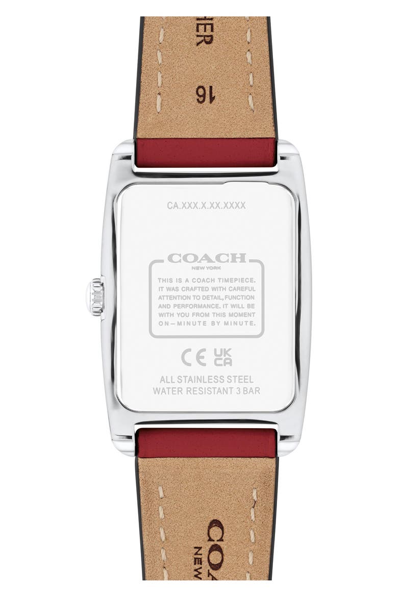 Reese Rectangular Leather Strap Watch, 24mm, Alternate, color, WHITE
