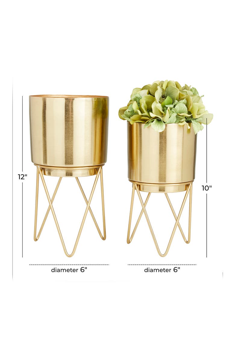 Goldtone Metal Modern Planter with Removable Stand - Set of 2, Alternate, color, GOLD