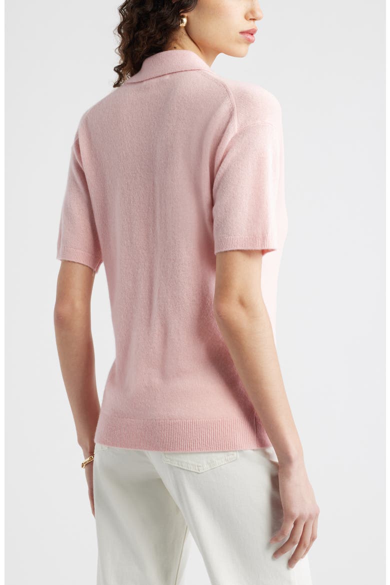 Cashmere Johnny Collar Short Sleeve Sweater, Alternate, color, PINK DOGWOOD