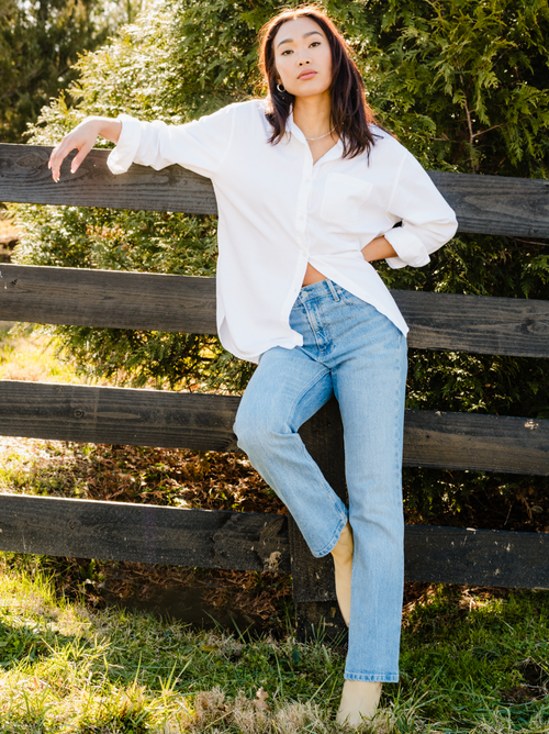 Able Becky Straight Leg Jean In Mid Blue Wash