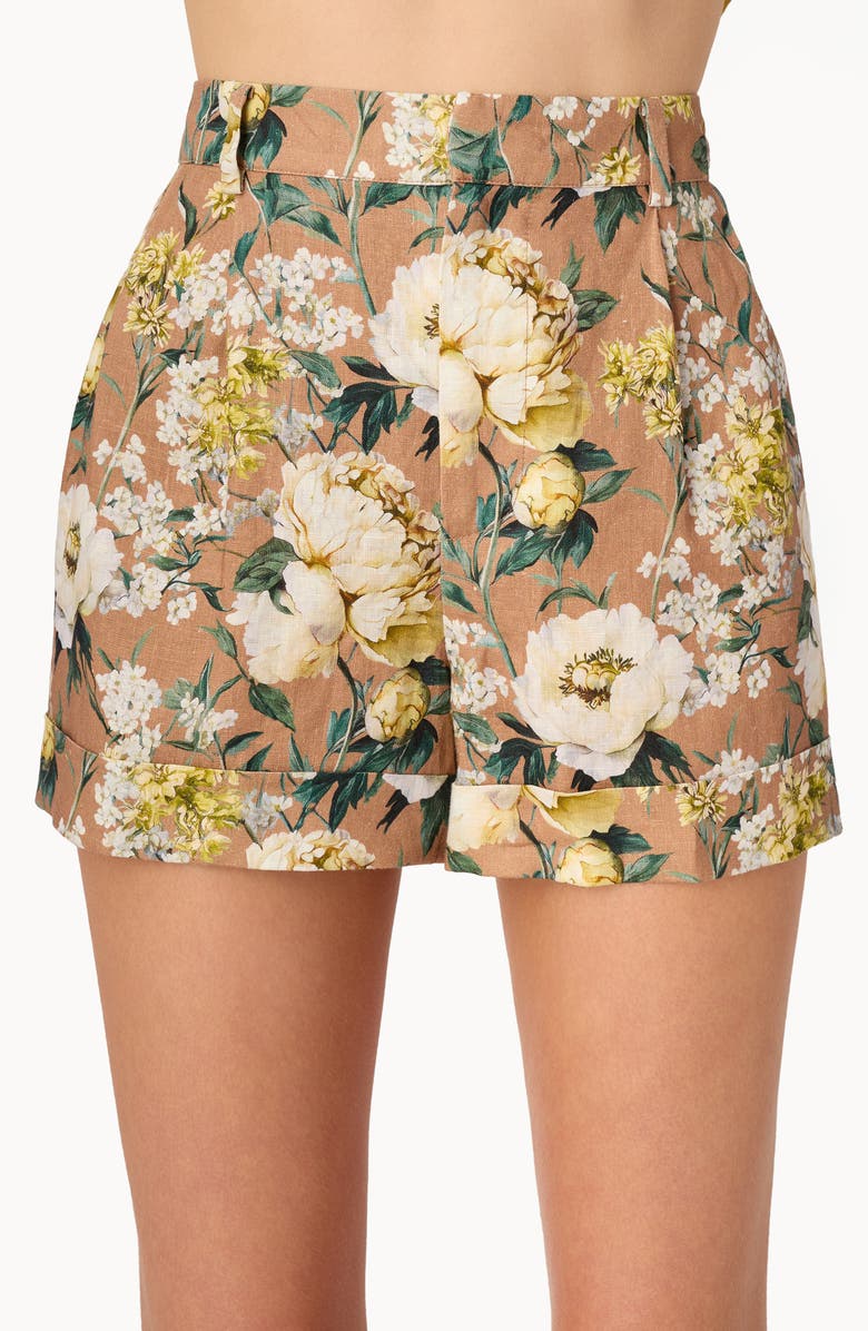 CAMI NYC Ravi High Waist Linen Shorts, Alternate, color, Morning Flourish
