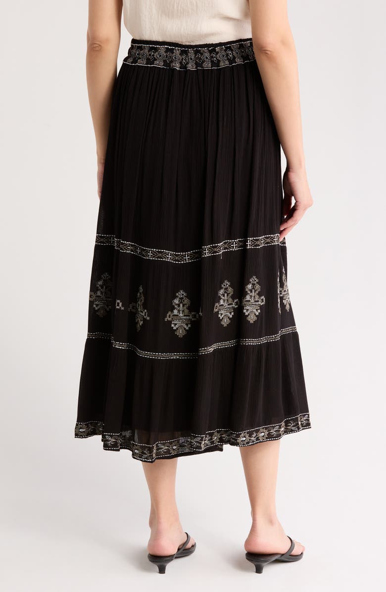 ELIE ELIE TAHARI Embroidered Gauze Maxi Skirt, Alternate, color,