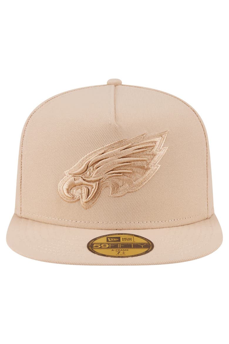 Men's New Era  Light Beige Philadelphia Eagles Color Pack A-Frame 59FIFTY Fitted Hat, Alternate, color, Light Beige
