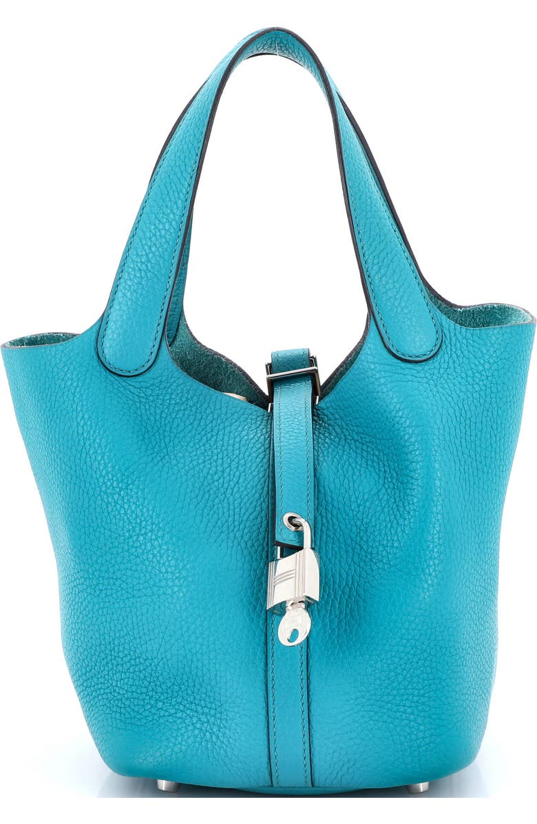 Pre-Owned Hermes Picotin Lock Bag Clemence MM, Main, color, Bleu Paon