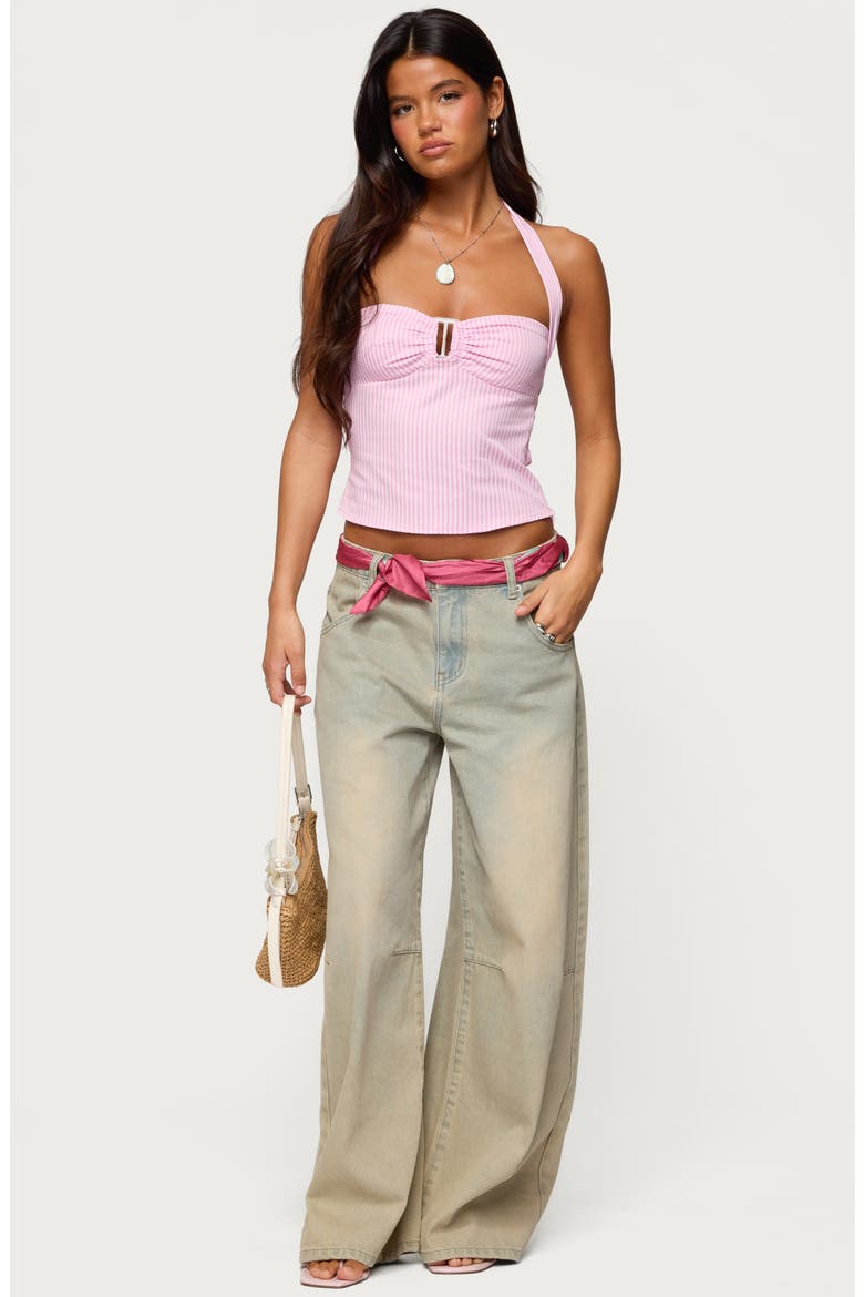 Caitie Stripe Halter Top, Alternate, color, PINK