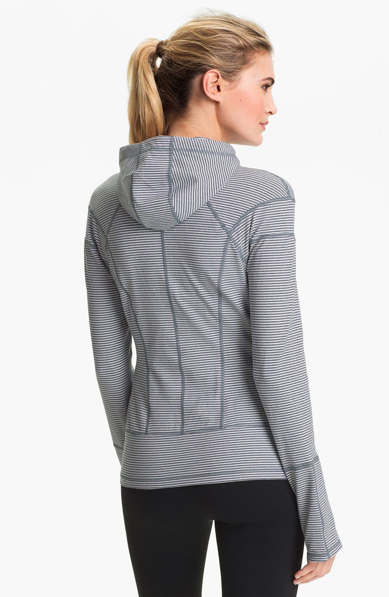 Zella 'Tahnee Bomber' Mèlange Stripe Hooded Jacket, Alternate, color,
