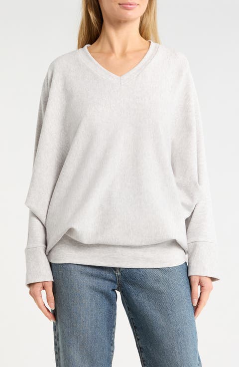 V-Neck Dolman Tunic Sweater
