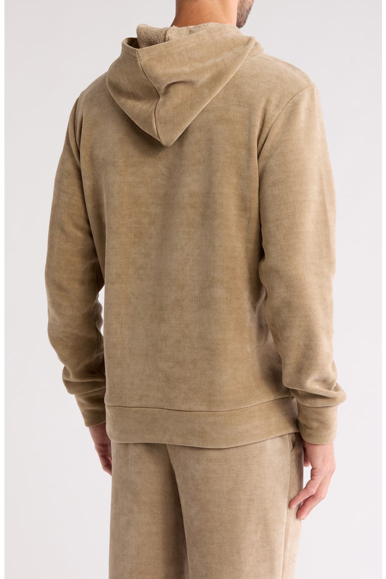 Plush Faux Suede Hoodie, Alternate, color, BEIGE