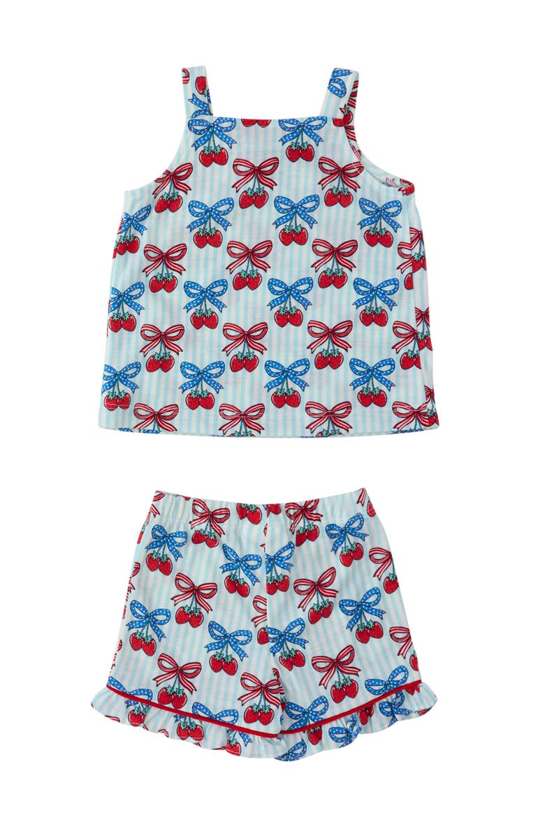 Bow Tank & Short Pajama Set, Alternate, color, Berries & Bows