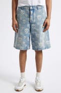 McQueen Skull Jacquard Denim Sailor Shorts