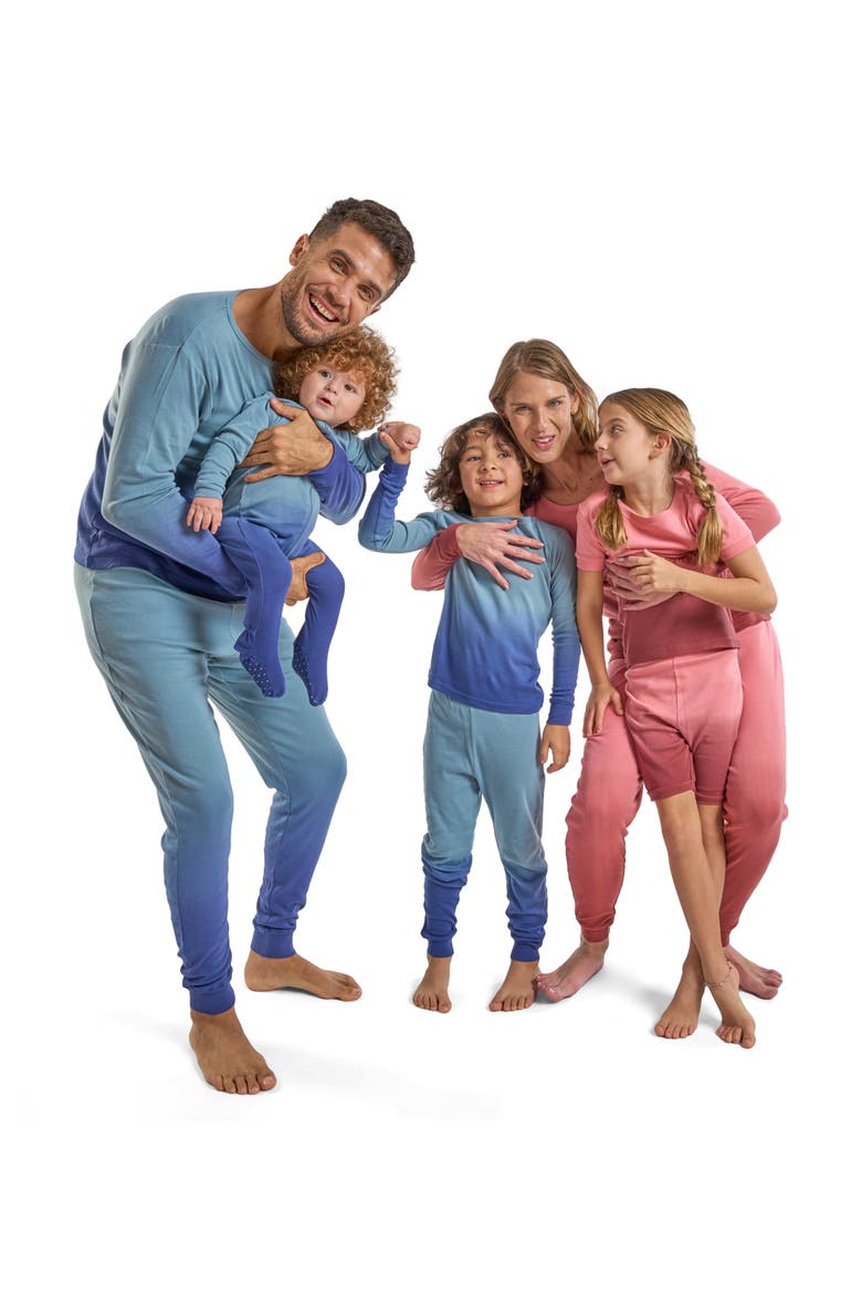Kids Short Sleeve Cotton Tie Dye Matching Family Pajamas, Alternate, color, Tie Dye Blue
