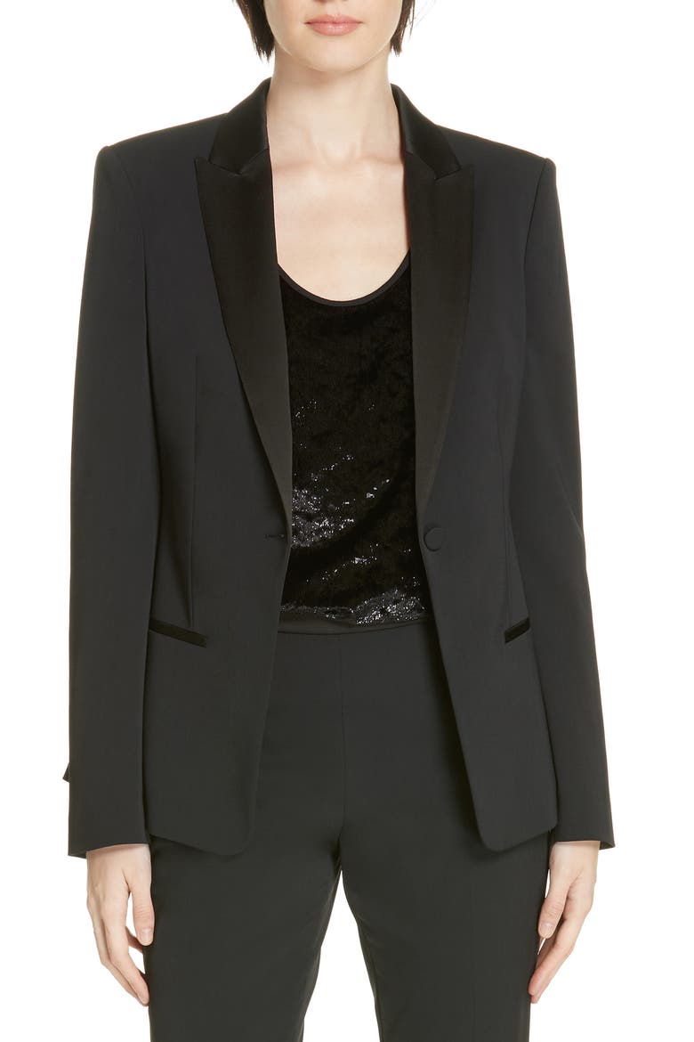 Jaxtiny Tuxedo Jacket, Main, color, BLACK