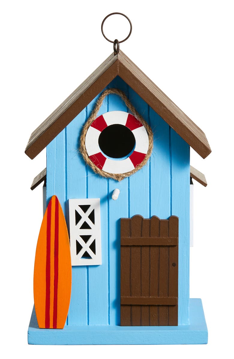 Glitzhome Modern Solid Wood Yellow General Store Decorative Outdoor Garden Birdhouse, Alternate, color, Blue