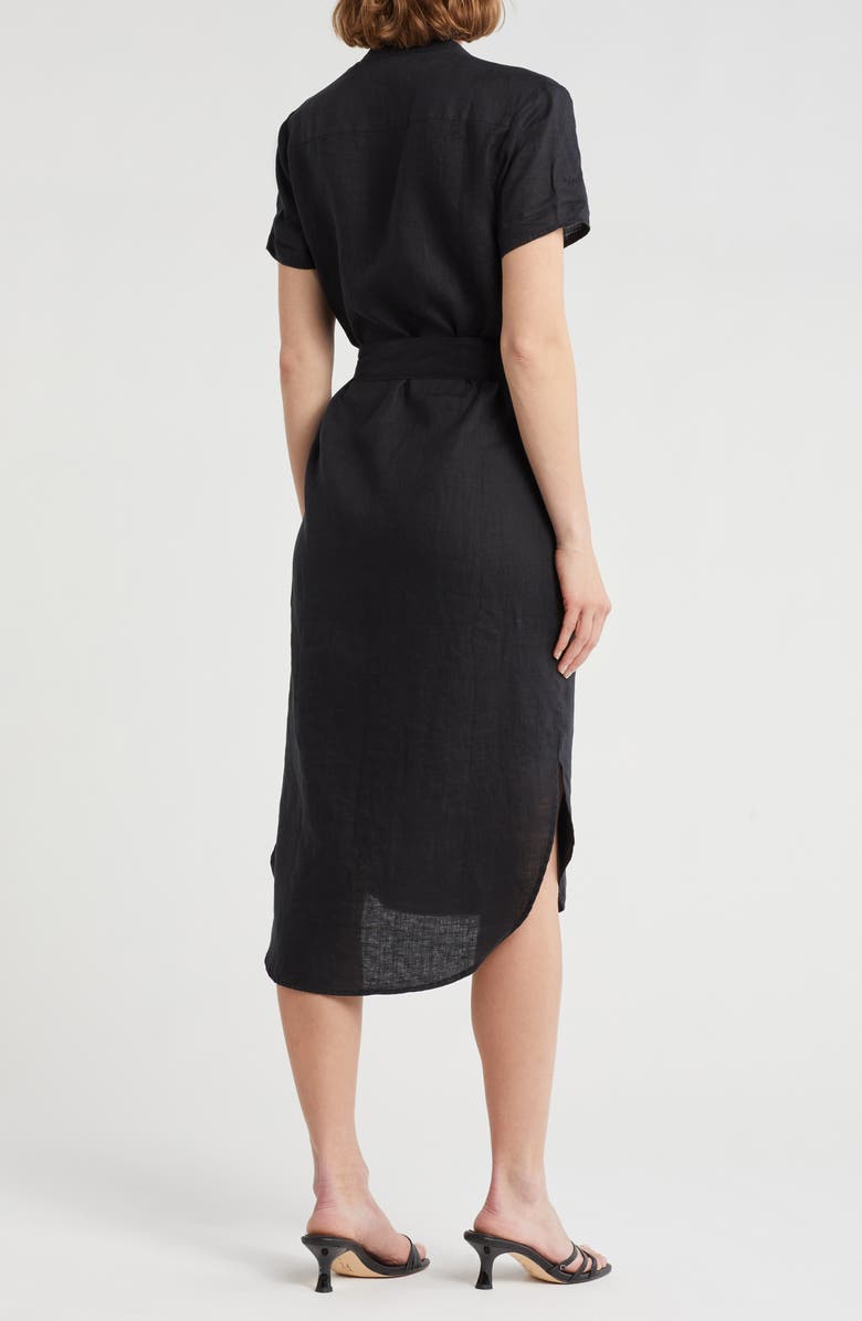James Perse Elongated Tie Waist Shirtdress, Alternate, color, Black