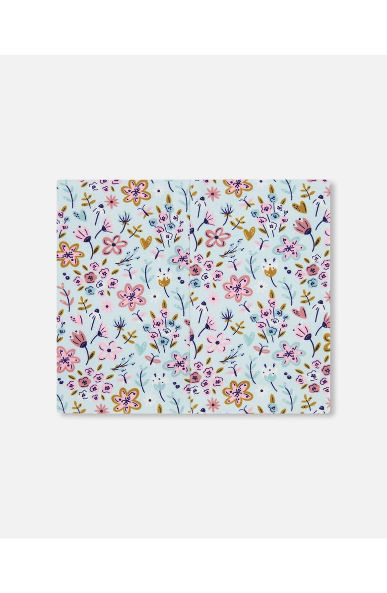 Deux par Deux Stretch Jersey Mini Flower Print Neck Tube, Alternate, color, Blue Mini Flower Print