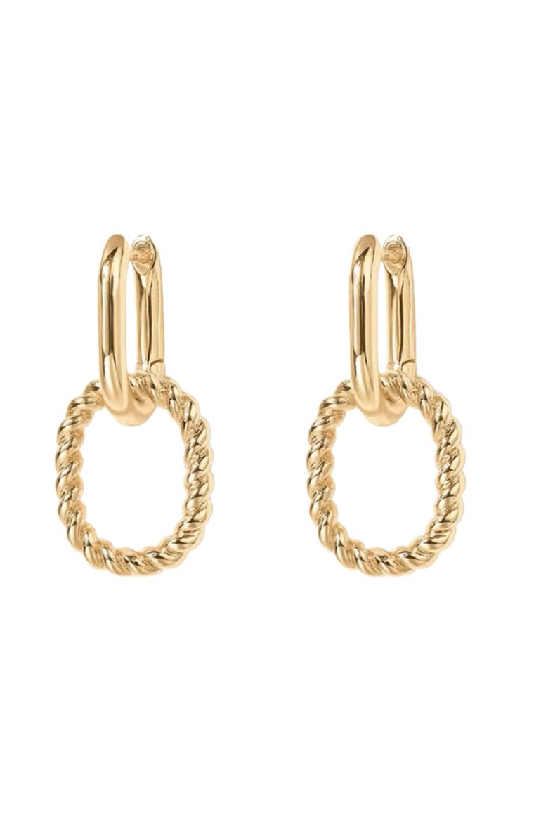 Double Hoop Twist Huggie Drop earrings, Alternate, color, Gold