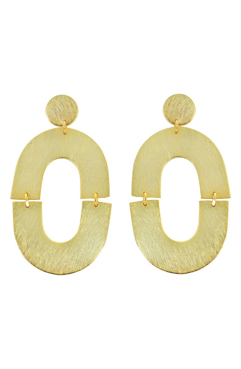 Panacea Brushed Open Oval Drop Earrings, Main, color, Gold