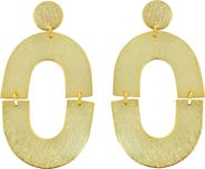 Panacea Brushed Open Oval Drop Earrings
