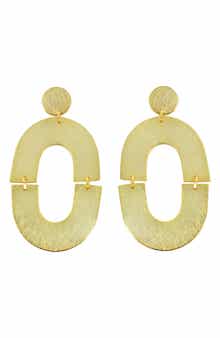 Panacea Brushed Open Oval Drop Earrings