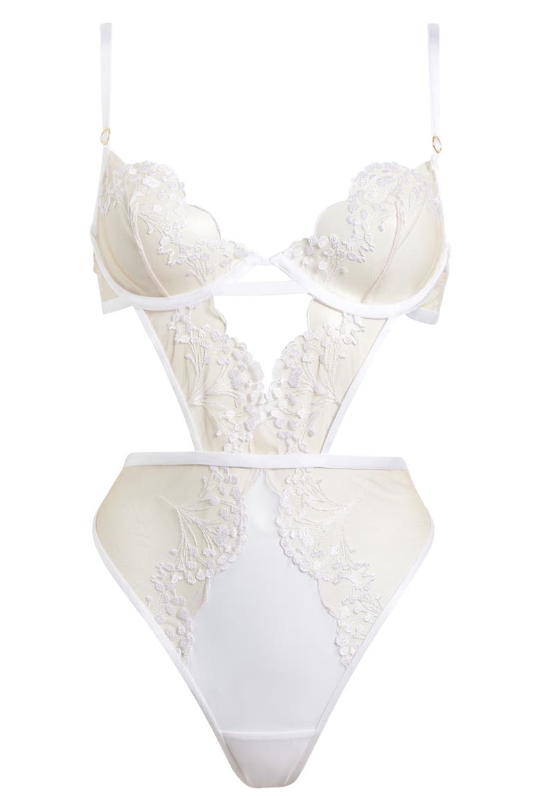 Marisa Embroidered Mesh Teddy, Alternate, color, WHITE/ SHEER