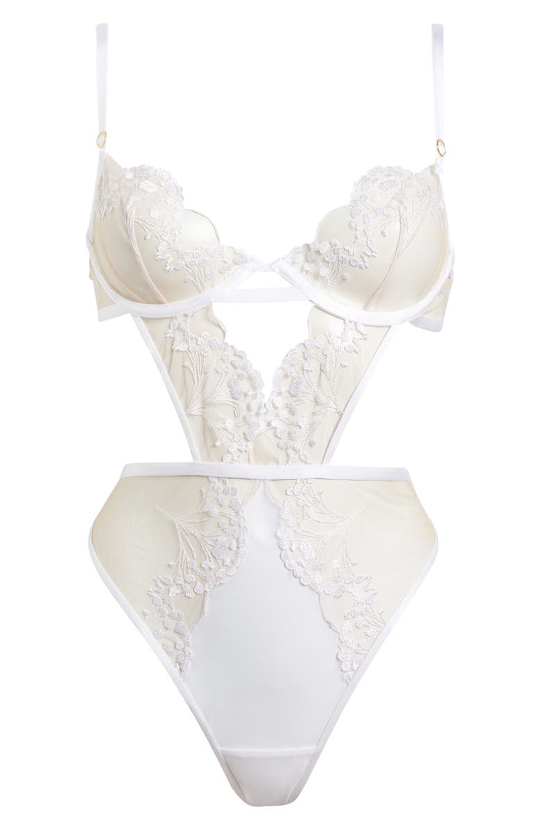 Bluebella Marisa Embroidered Mesh Teddy, Alternate, color, White/ Sheer