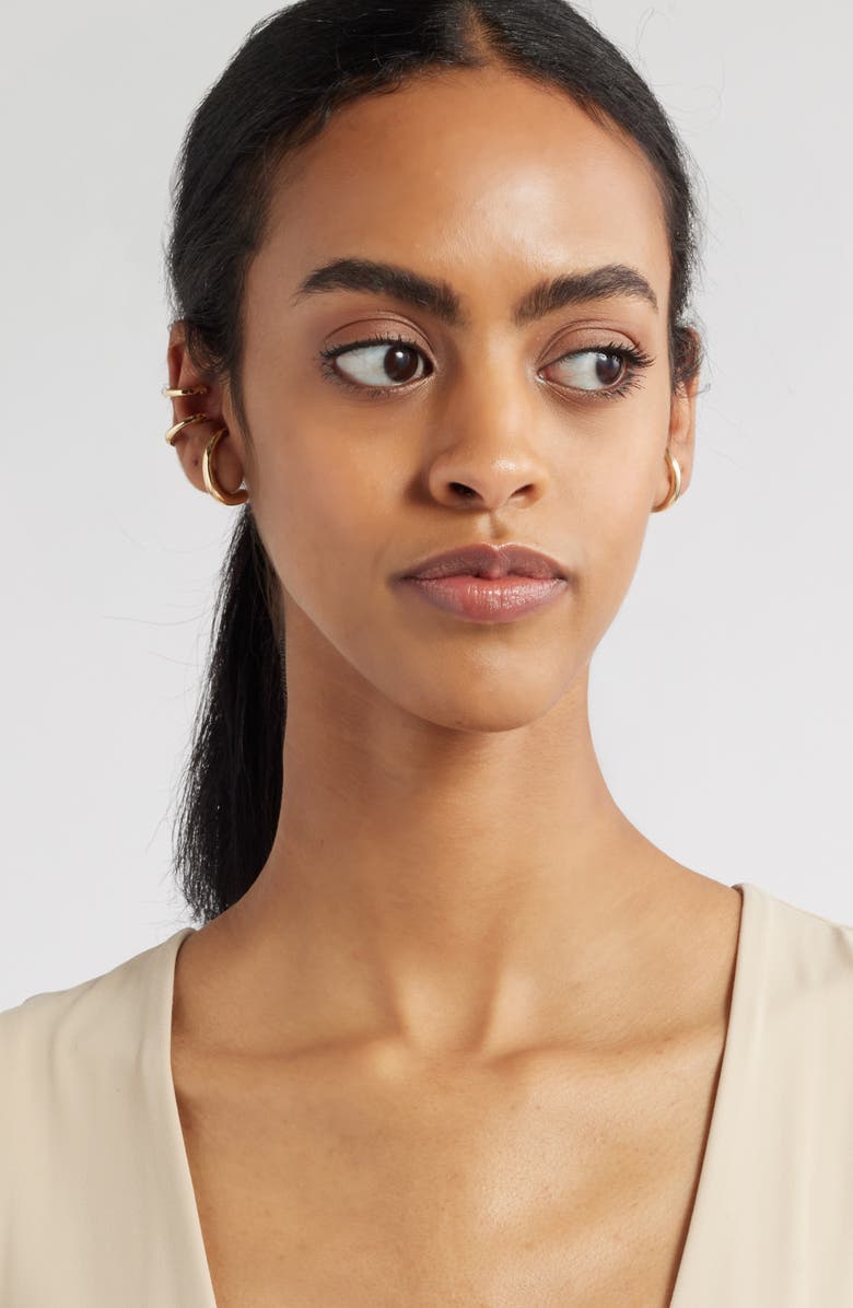 Open Edit Curved Stud Earring & Ear Cuff Set, Alternate, color, Gold