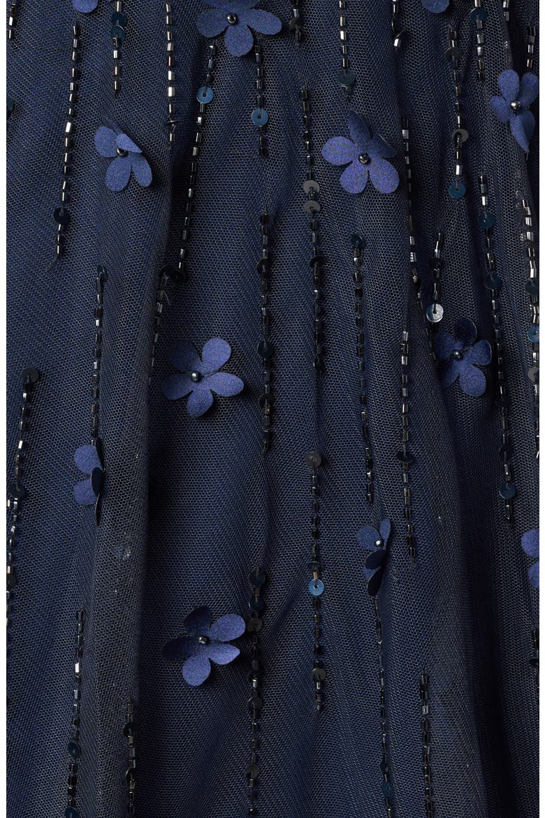 Beaded Appliqué Gown, Alternate, color, NAVY
