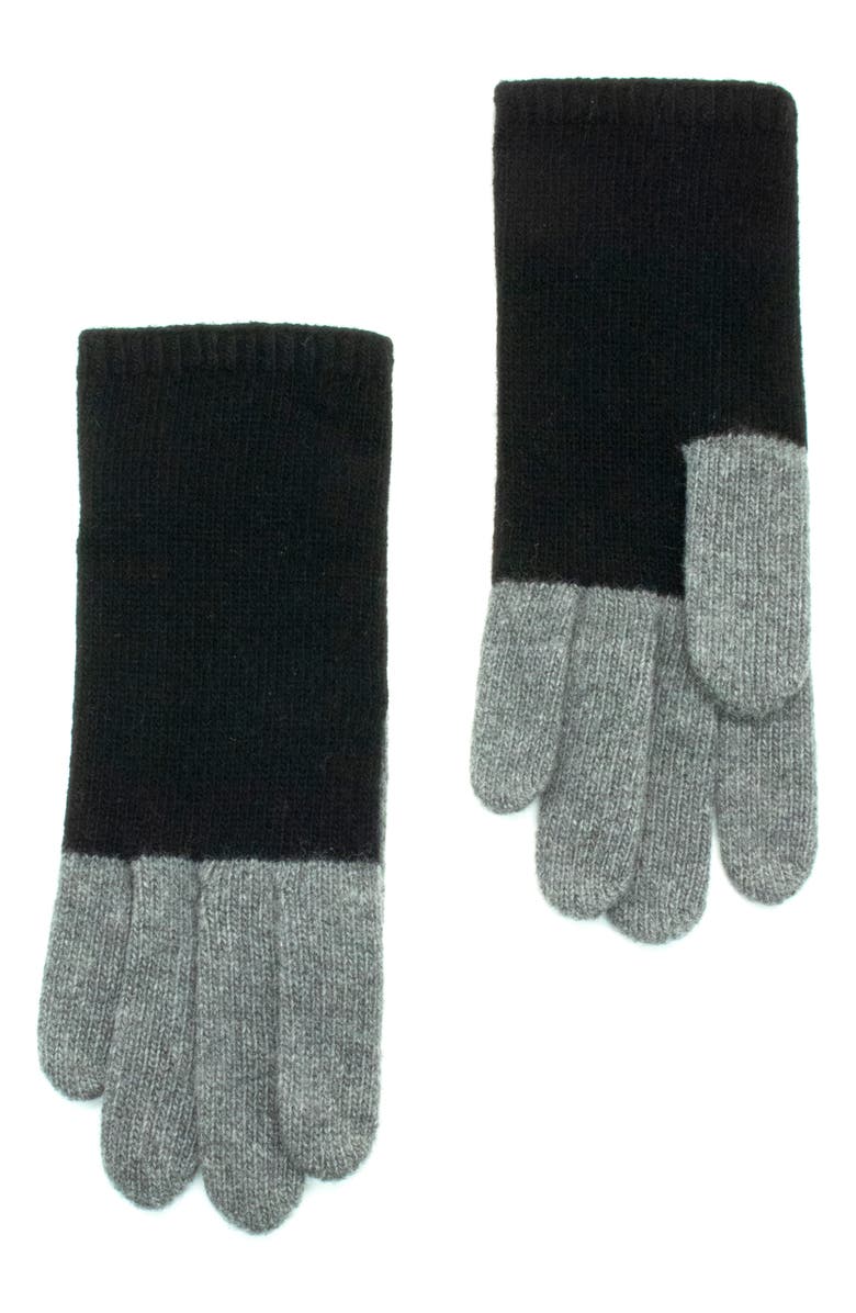 Portolano Colorblock Cashmere Gloves, Main, color, Black/ Medium Grey