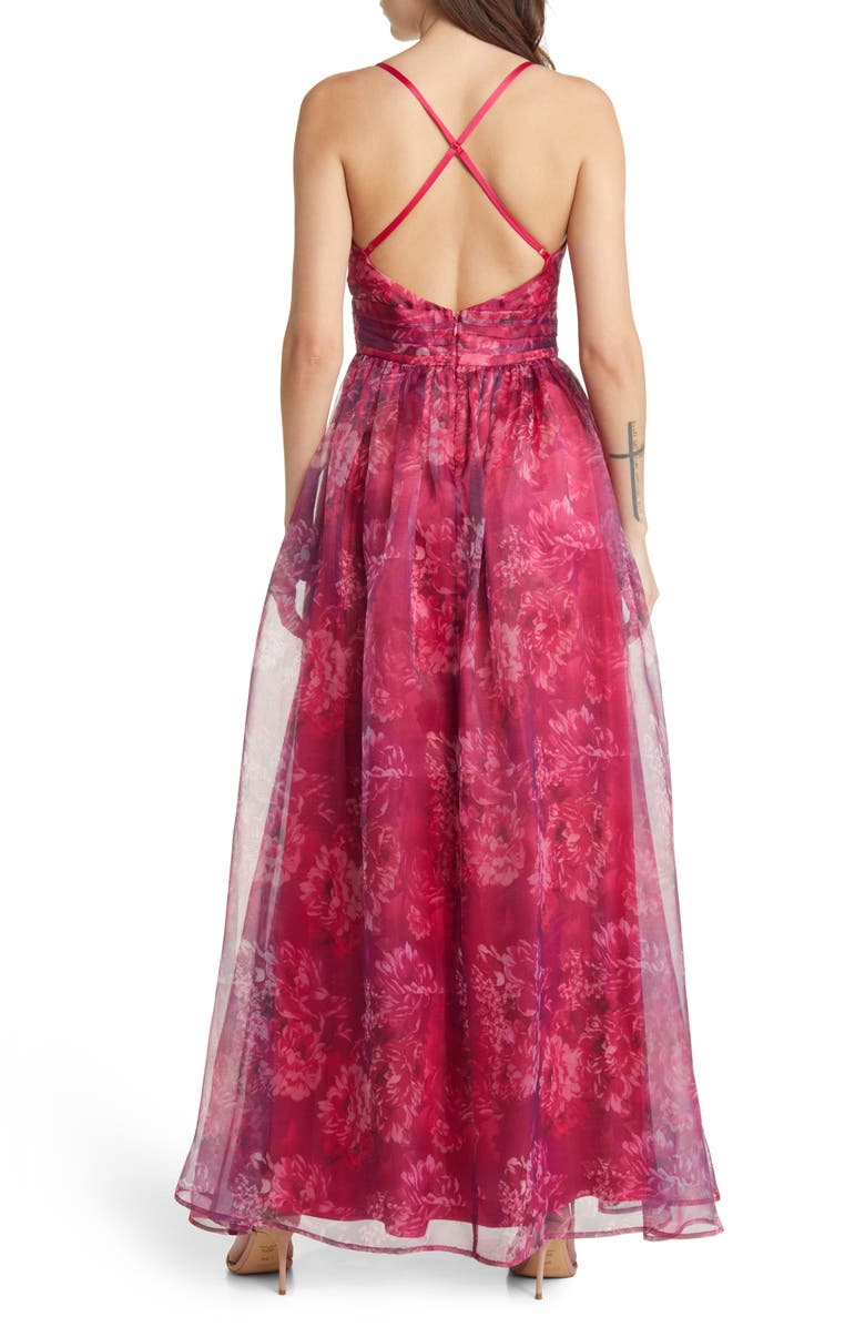 Lulus Romance That Wows Floral Organza Gown, Alternate, color, 