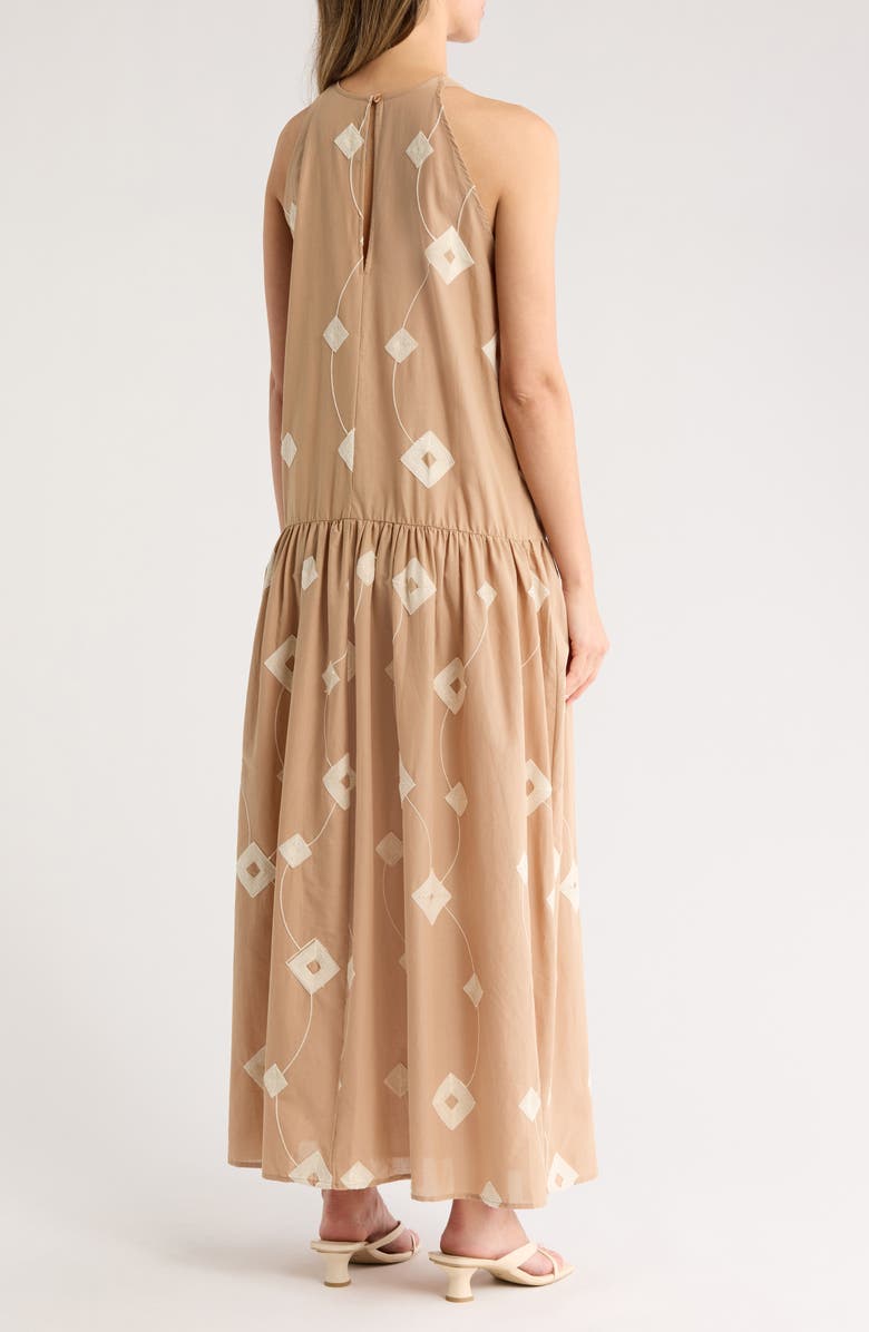 Ellen Tracy Halter Neck Cotton Maxi Dress, Alternate, color, 