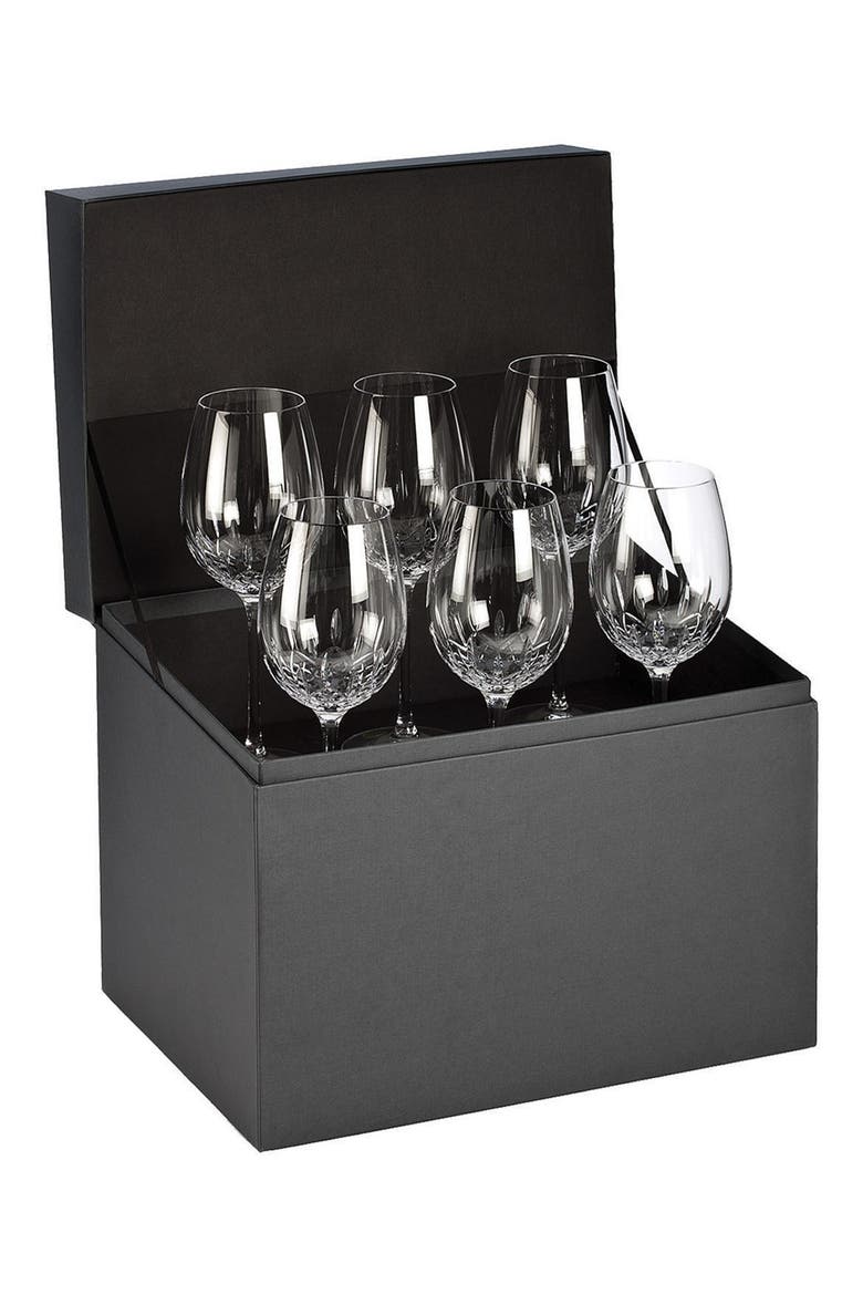 Lismore Essence Set of 6 Lead Crystal Wine Goblets, Main, color, CLEAR