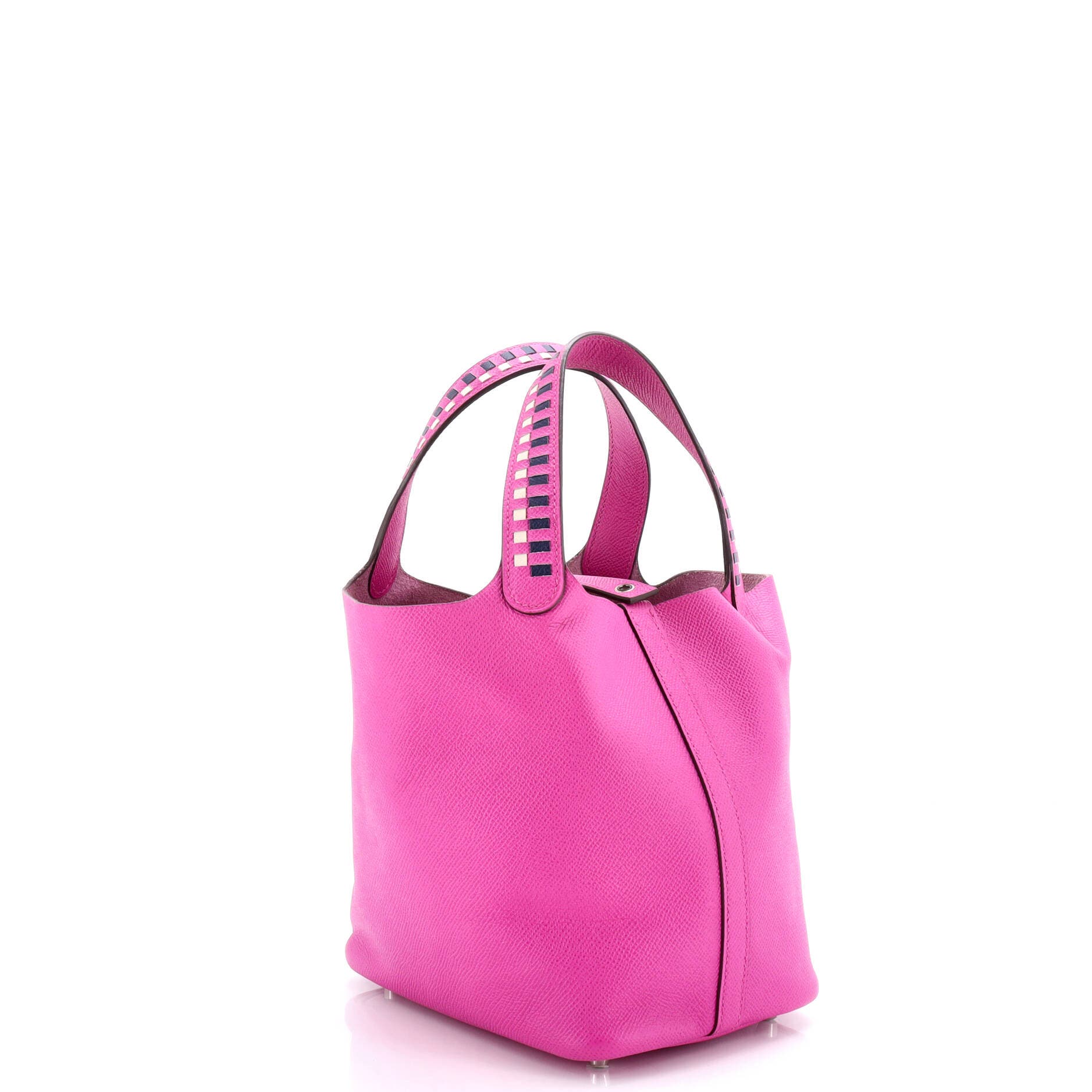 Pre-Owned Hermes Picotin Lock Bag Tressage Epsom PM, Alternate, color, Magnolia/Bleu Saphir/Craie