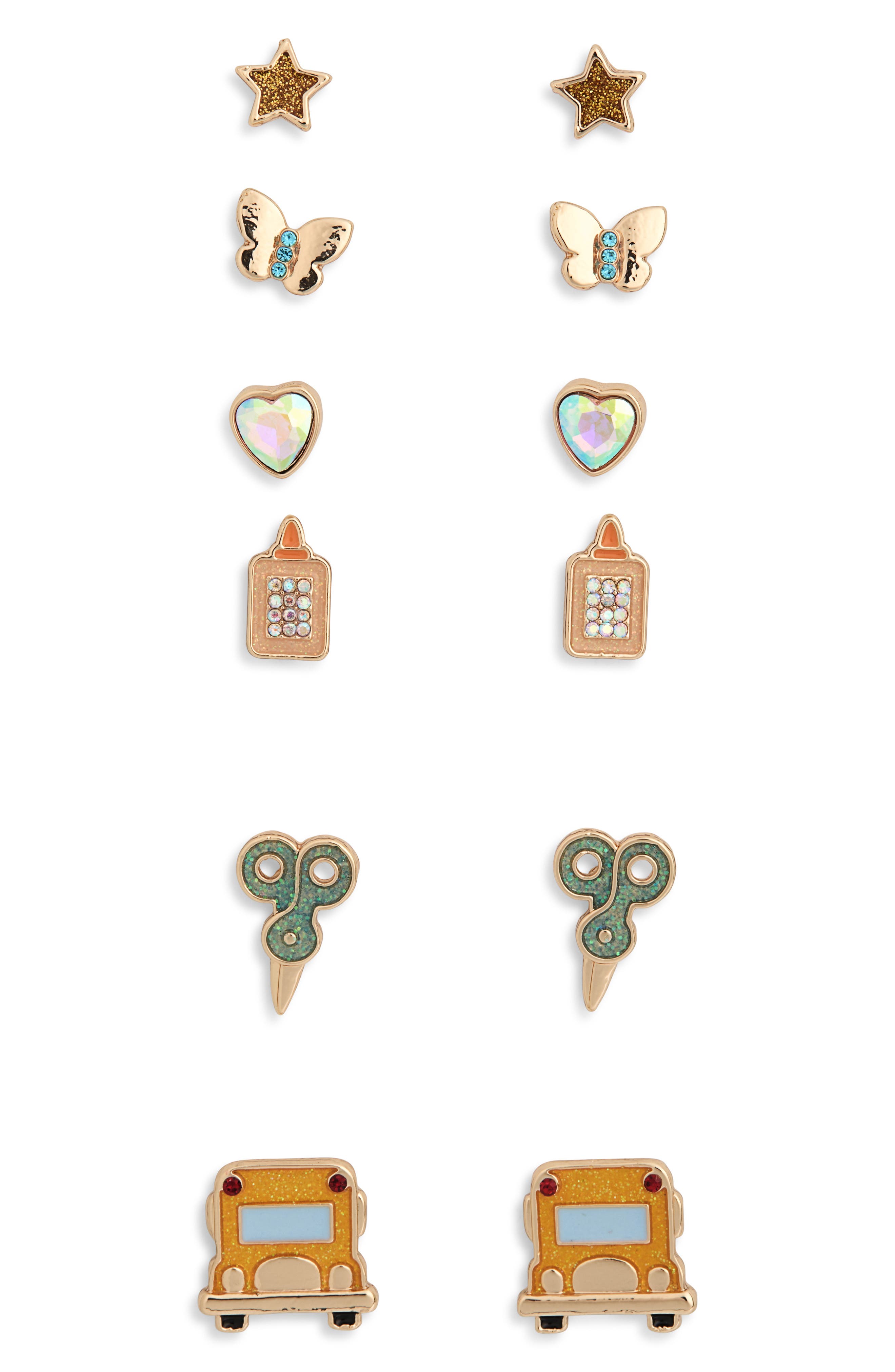 Leith Set of 6 School Bus Stud Earrings (Women) | Nordstromrack
