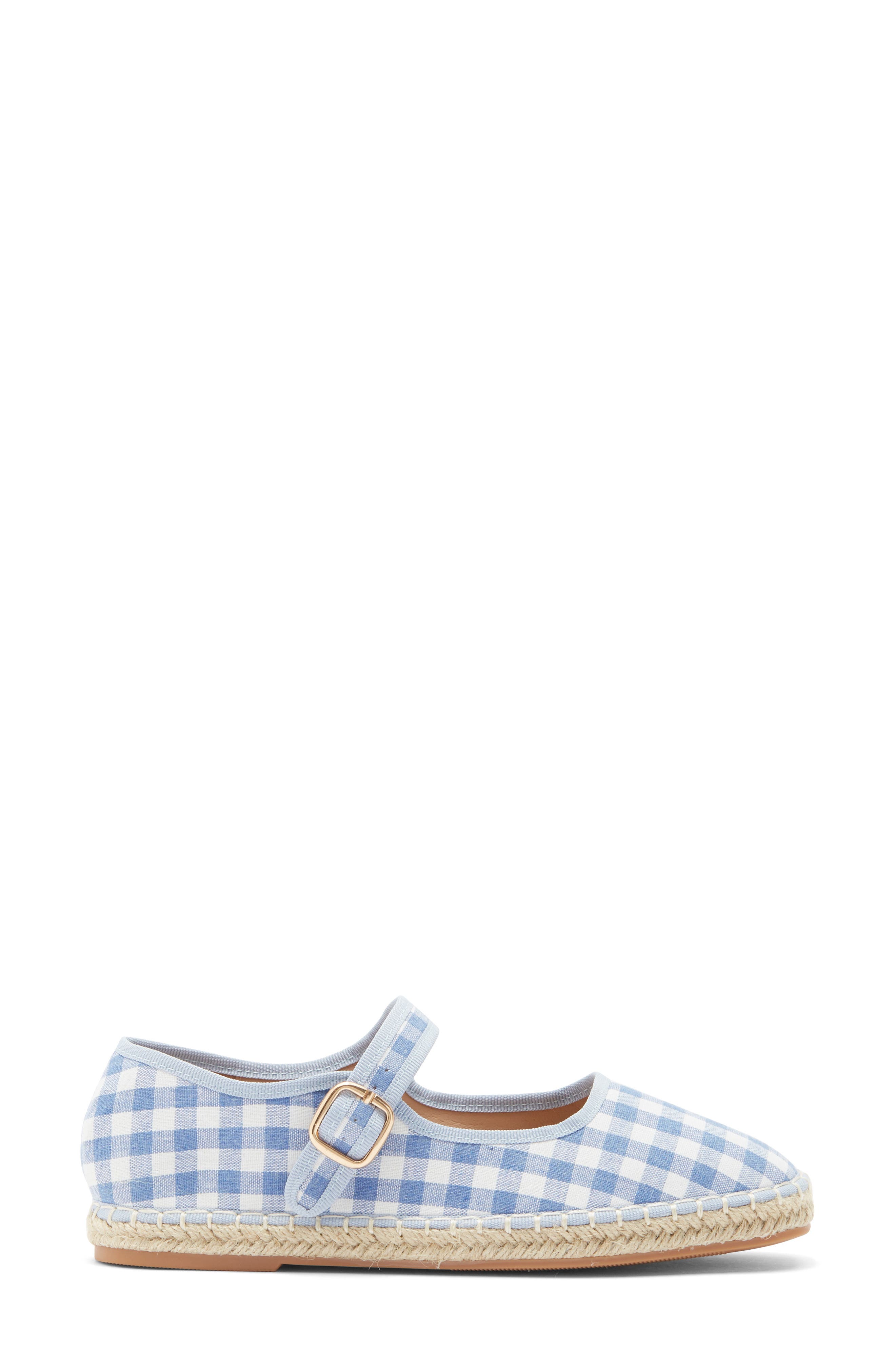 TOP MODA Fallon Gingham Mary Jane Flat, Alternate, color, Blue Canvas