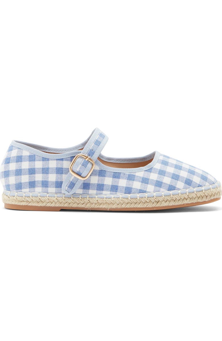 TOP MODA Fallon Gingham Mary Jane Flat, Alternate, color, Blue Canvas