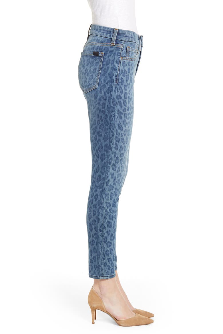 JEN7 High Waist Ankle Skinny Jeans, Alternate, color, INDIGO LEOPARD