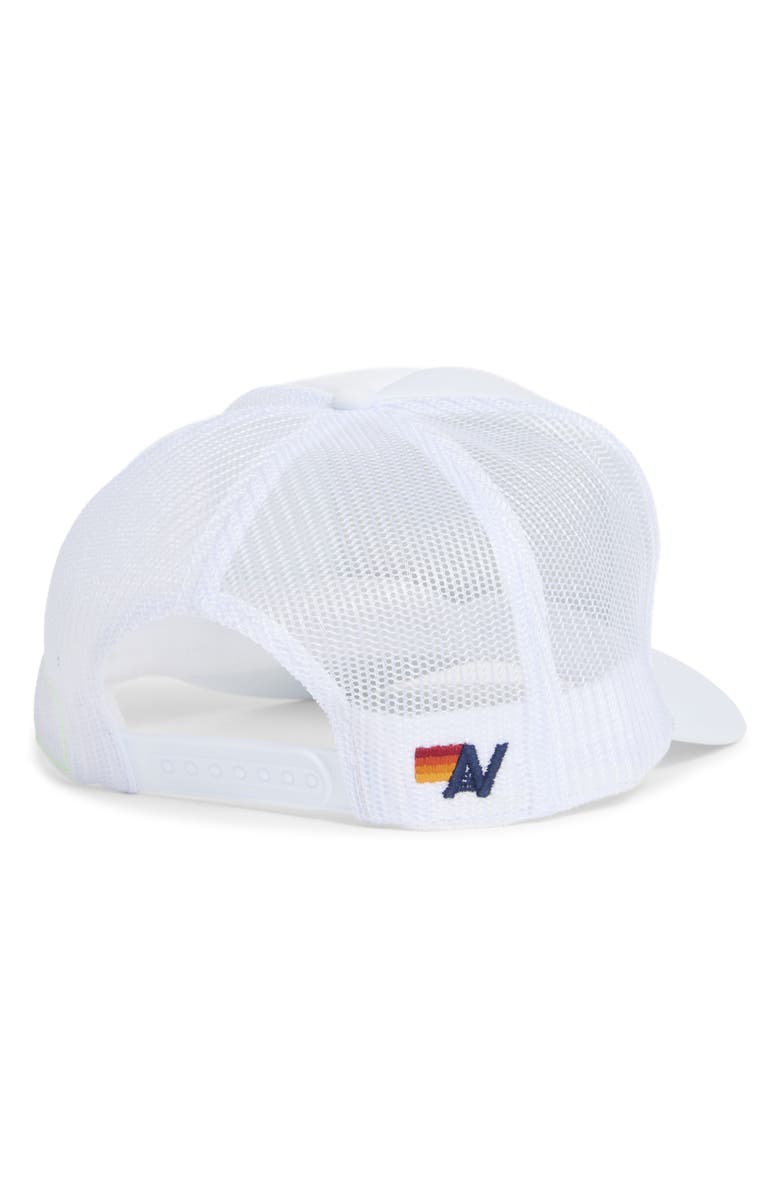 Aviator Nation Logo Rainbow Trucker Hat, Alternate, color, White