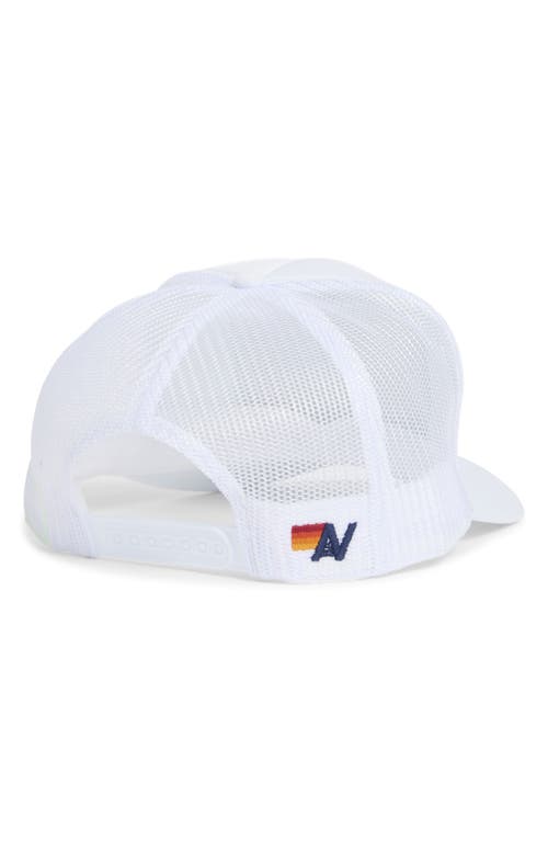 Aviator Nation Logo Rainbow Trucker Hat In White