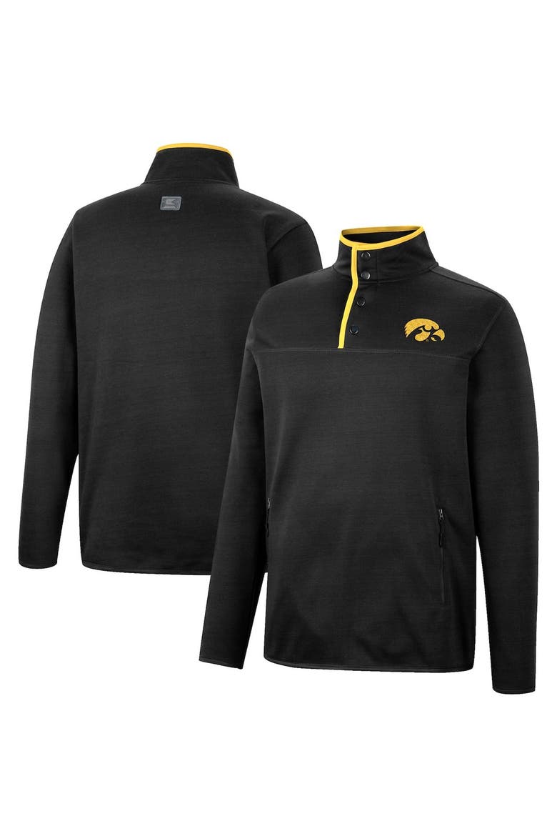 Men's Colosseum Black Iowa Hawkeyes Rebound Quarter-Snap Jacket, Main, color, Black