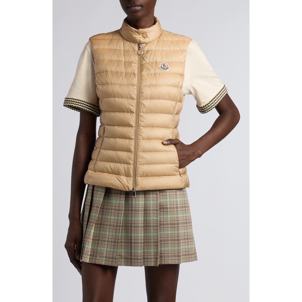 Moncler Igens Water Repellent Down Puffer Vest In Brown