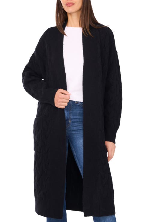 Open Front Cable Stitch Cardigan