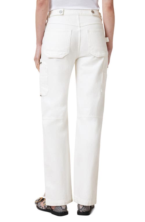 Allsaints Womens Off White Florence Zip-pocket Straight Mid-rise Jeans In Off White