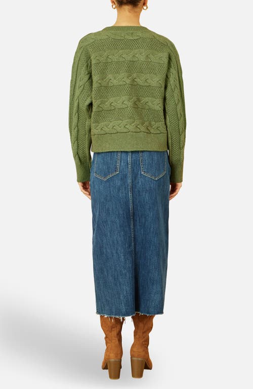 Yumi Cable Knit Relaxed Fit Jumper In Green